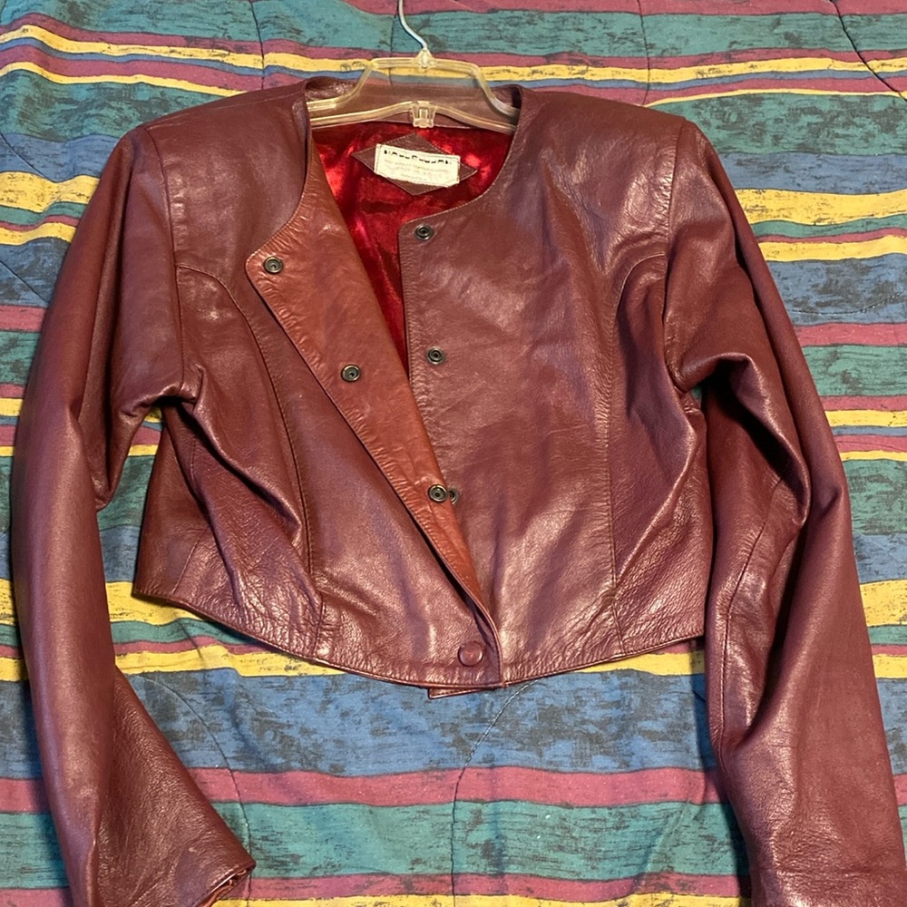 Custom Balinese leather bolero jacket 90s
